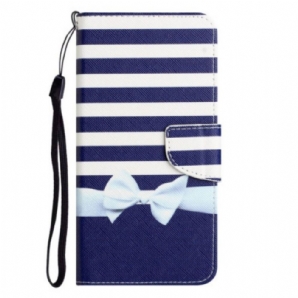 Flip Case Für Samsung Galaxy A14 / A14 5G Mit Kordel Marineblaues Armband