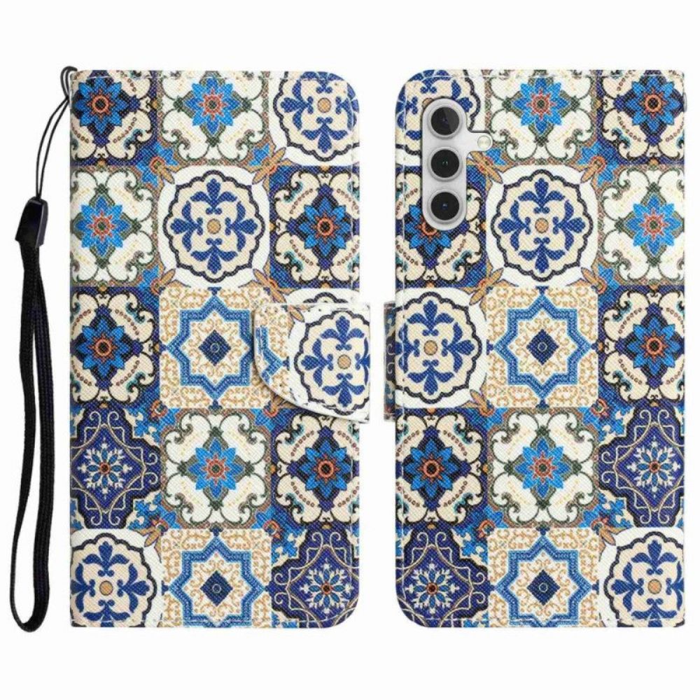 Flip Case Für Samsung Galaxy A14 / A14 5G Mit Kordel Riemchen-patchwork