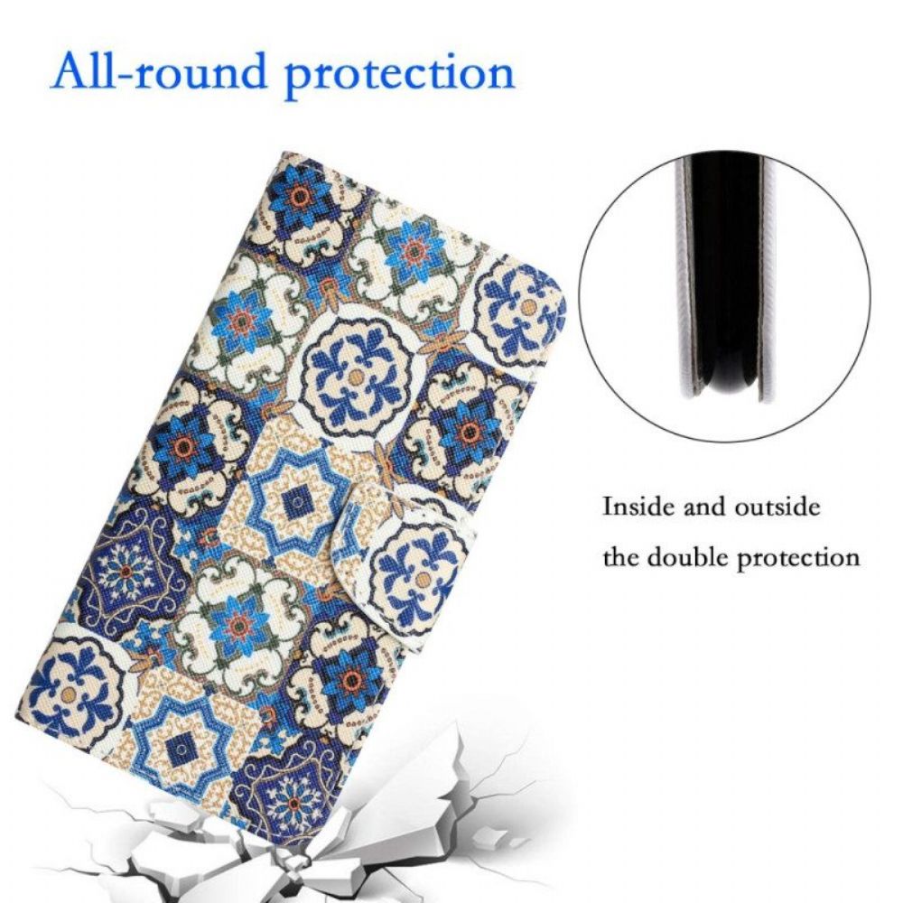 Flip Case Für Samsung Galaxy A14 / A14 5G Mit Kordel Riemchen-patchwork