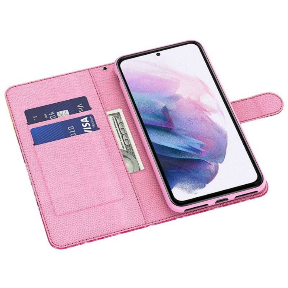 Flip Case Für Samsung Galaxy A14 / A14 5G Mit Kordel Tanga-schmetterlinge