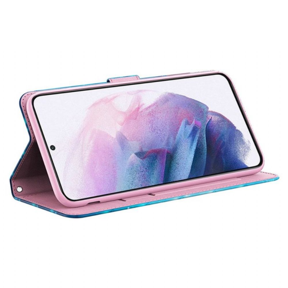 Flip Case Für Samsung Galaxy A14 / A14 5G Mit Kordel Tanga-schmetterlinge