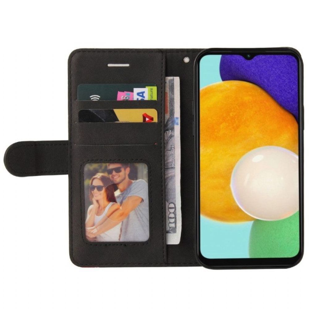 Flip Case Für Samsung Galaxy A14 / A14 5G Mit Kordel Zweifarbiger Riemen