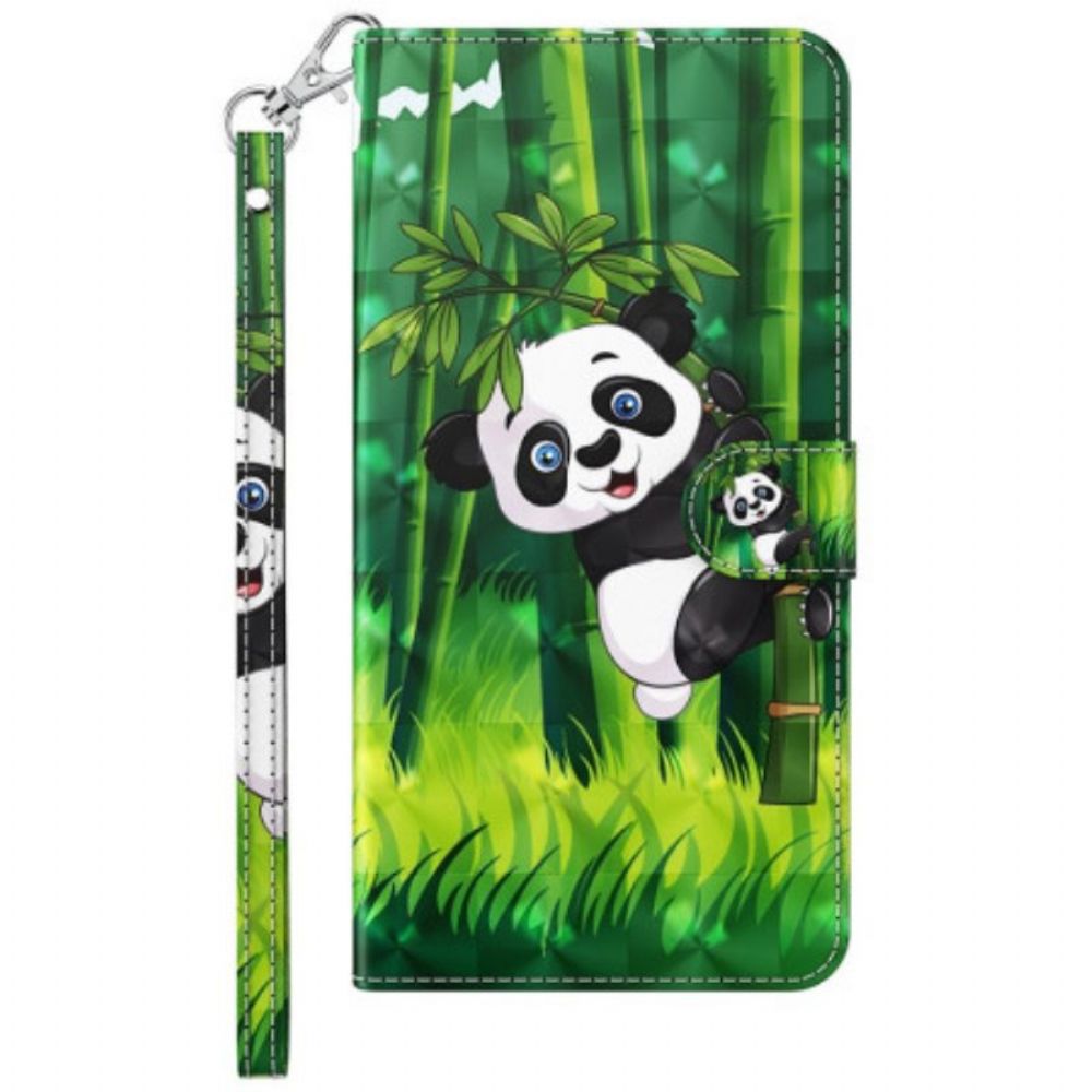 Flip Case Für Samsung Galaxy A14 / A14 5G Panda-bambus