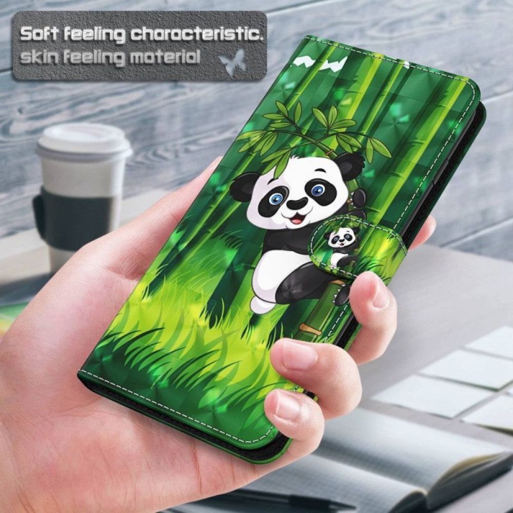 Flip Case Für Samsung Galaxy A14 / A14 5G Panda-bambus