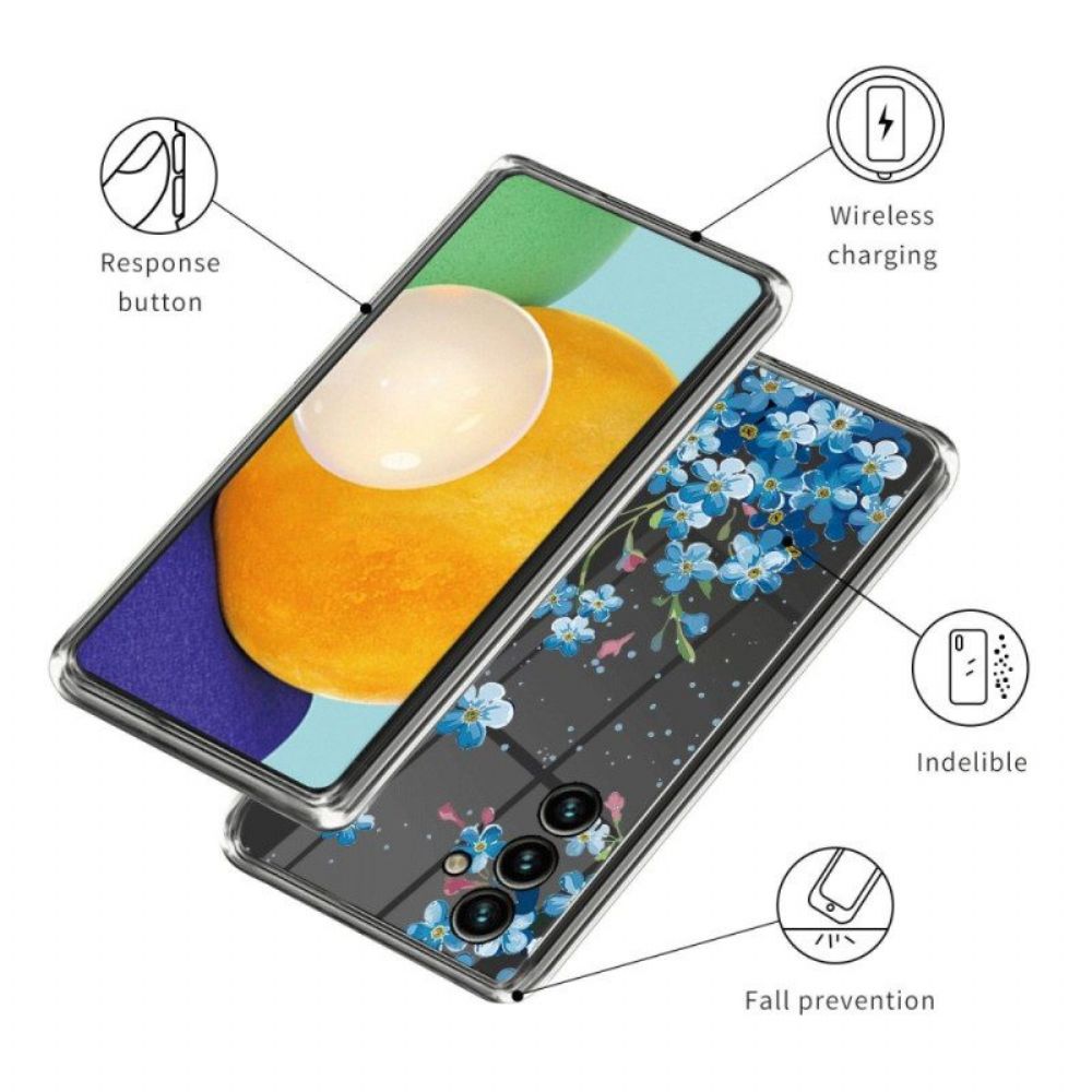 Handyhülle Für Samsung Galaxy A14 / A14 5G Nahtlose Blaue Blumen