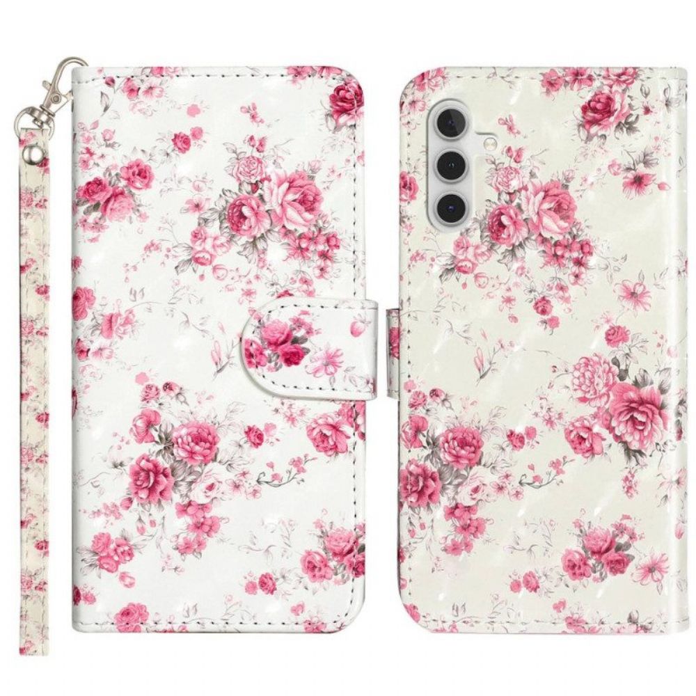 Lederhüllen Für Samsung Galaxy A14 / A14 5G Mit Kordel Riemen Liberty Flowers