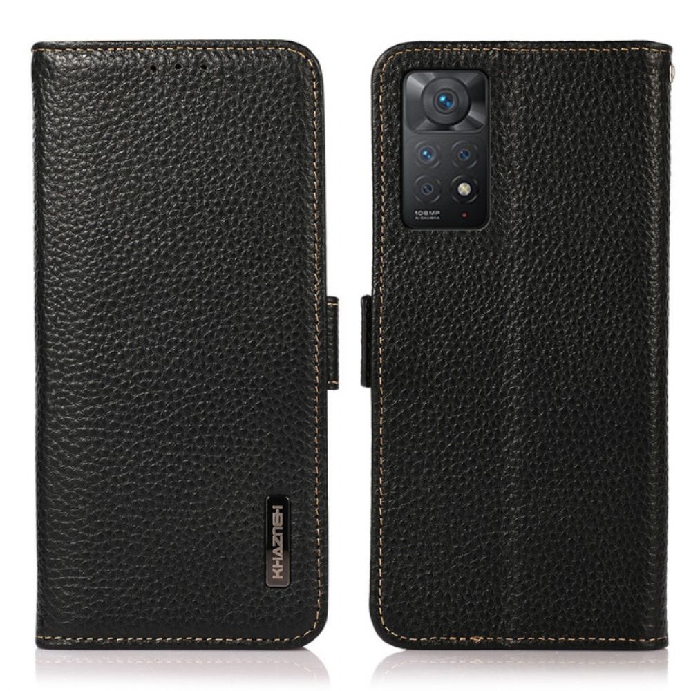 Flip Case Für Xiaomi Redmi Note 11 Pro 4G / 5G Echtes Litschi-leder Khazneh Rfid