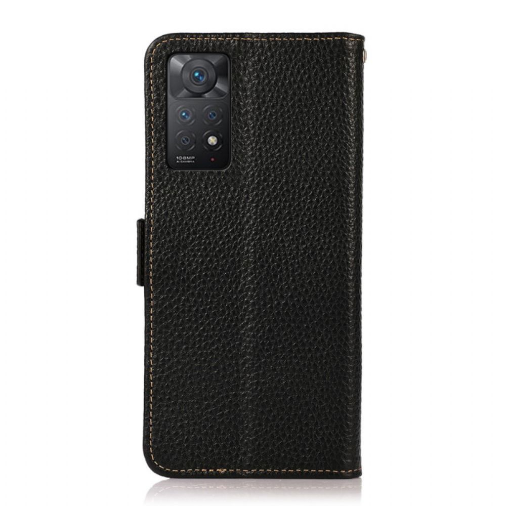 Flip Case Für Xiaomi Redmi Note 11 Pro 4G / 5G Echtes Litschi-leder Khazneh Rfid