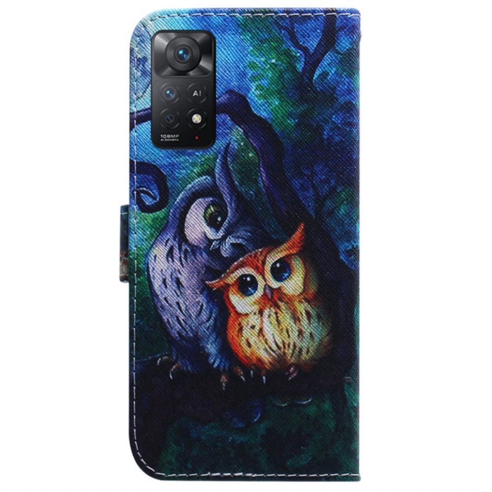 Flip Case Für Xiaomi Redmi Note 11 Pro 4G / 5G Gemälde Von Eulen