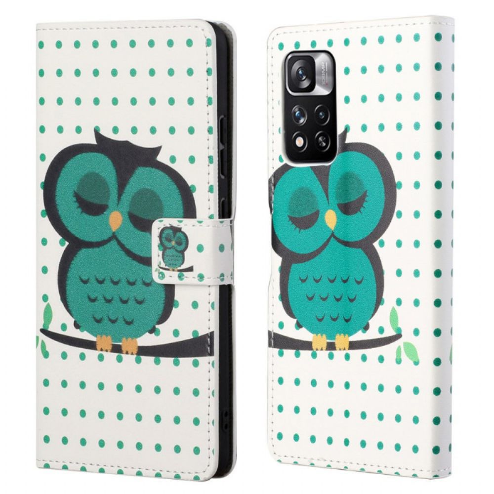 Flip Case Für Xiaomi Redmi Note 11 Pro 4G / 5G Schlafende Eule