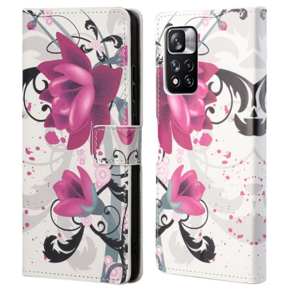 Flip Case Für Xiaomi Redmi Note 11 Pro 4G / 5G Tropische Blumen