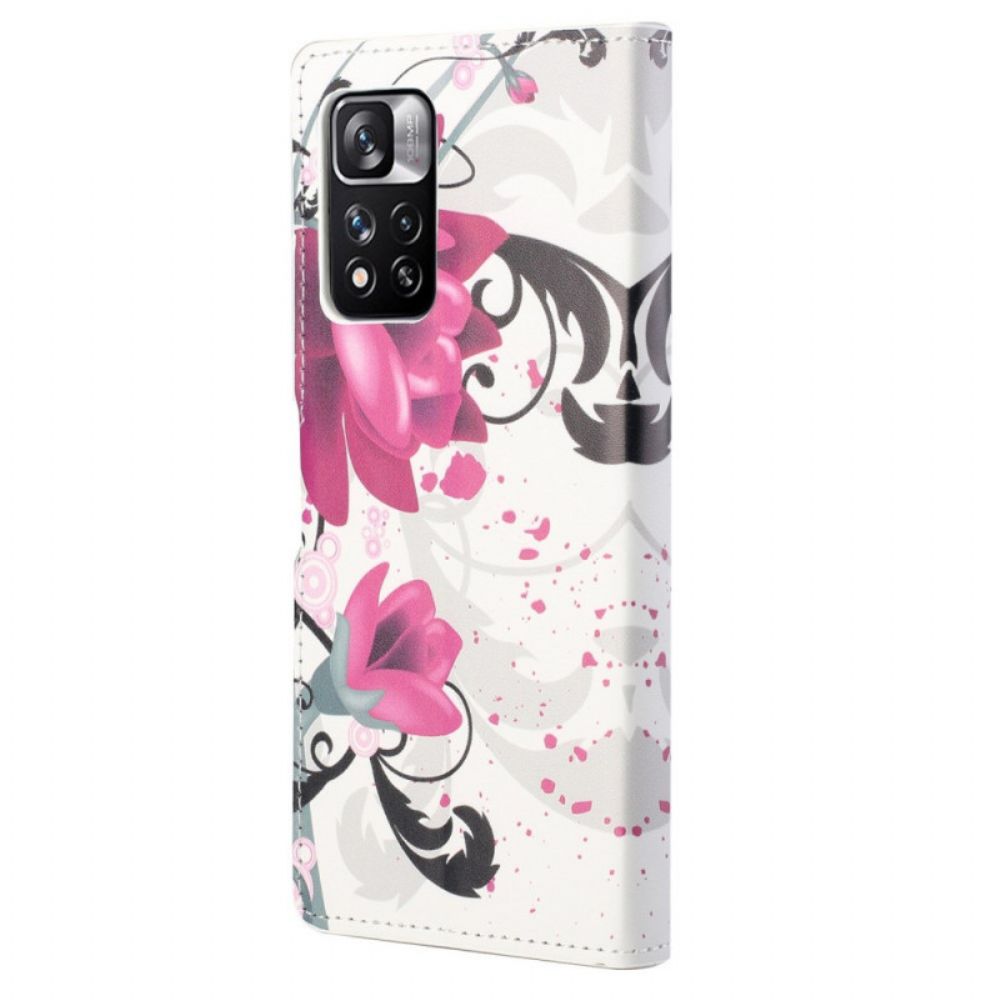 Flip Case Für Xiaomi Redmi Note 11 Pro 4G / 5G Tropische Blumen