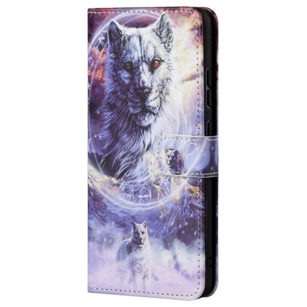 Flip Case Für Xiaomi Redmi Note 11 Pro 4G / 5G Winterwolf Mit Lanyard