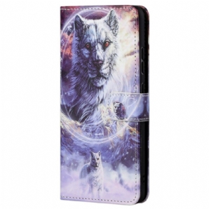 Flip Case Für Xiaomi Redmi Note 11 Pro 4G / 5G Winterwolf Mit Lanyard