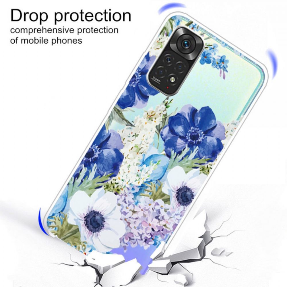 Hülle Für Xiaomi Redmi Note 11 Pro 4G / 5G Aquarell Blaue Blumen