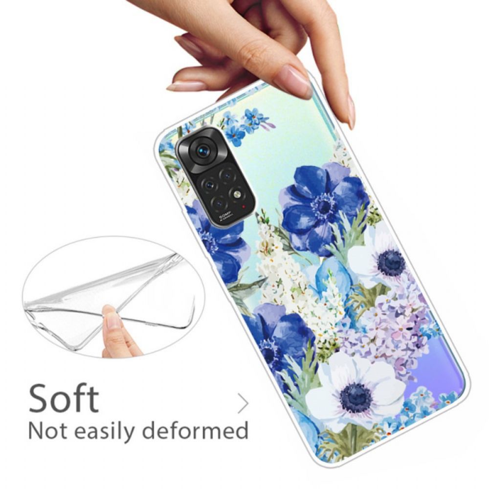 Hülle Für Xiaomi Redmi Note 11 Pro 4G / 5G Aquarell Blaue Blumen