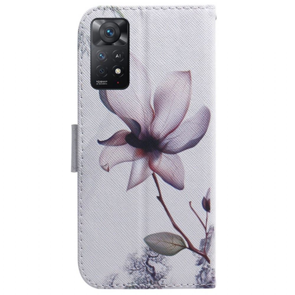 Lederhüllen Für Xiaomi Redmi Note 11 Pro 4G / 5G Alte Rosenblüte