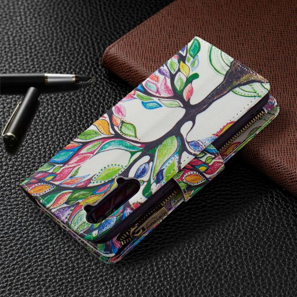 Flip Case Für Oppo Find X2 Lite Reißverschlusstasche Mit Baum