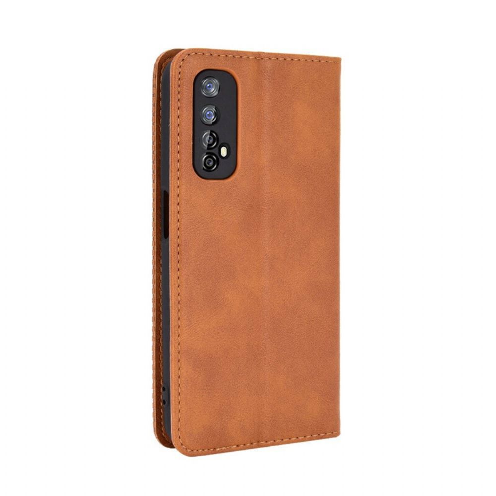 Schutzhülle Für Realme 7 Flip Case Stilisierter Vintage-ledereffekt