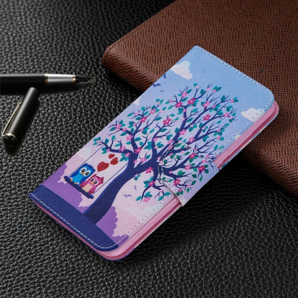 Flip Case Für Xiaomi Redmi Note 9 Eulen Auf Der Schaukel