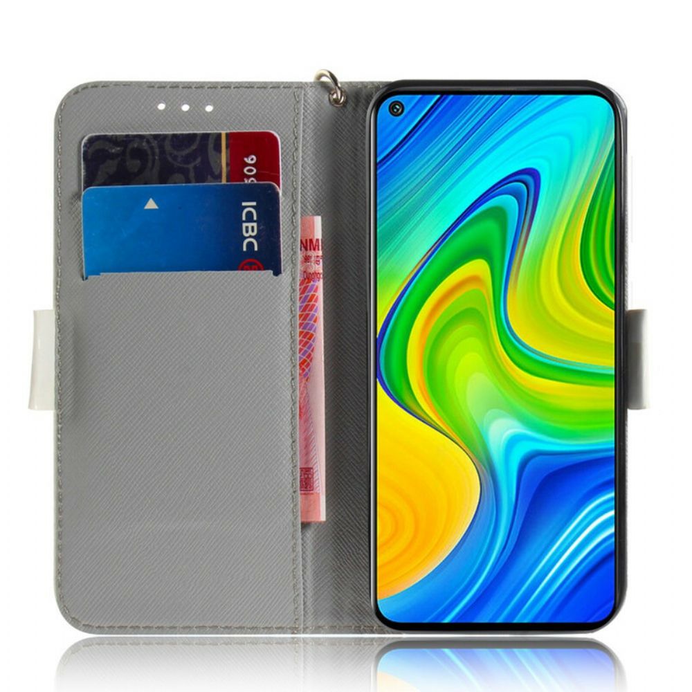 Flip Case Für Xiaomi Redmi Note 9 Mit Kordel Tanga Blumenzweig