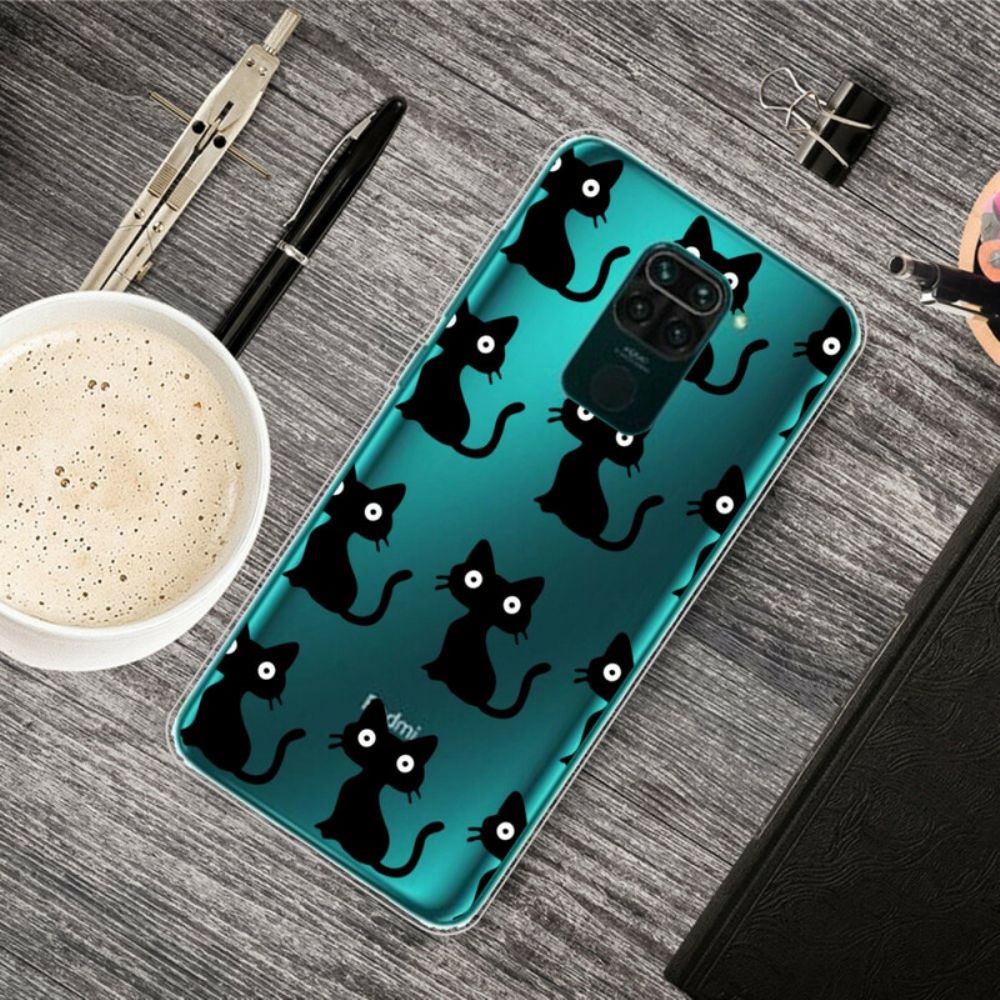 Handyhülle Für Xiaomi Redmi Note 9 Mehrere Schwarze Katzen