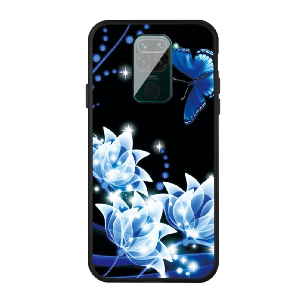 Hülle Für Xiaomi Redmi Note 9 Schmetterling Und Blaue Blumen