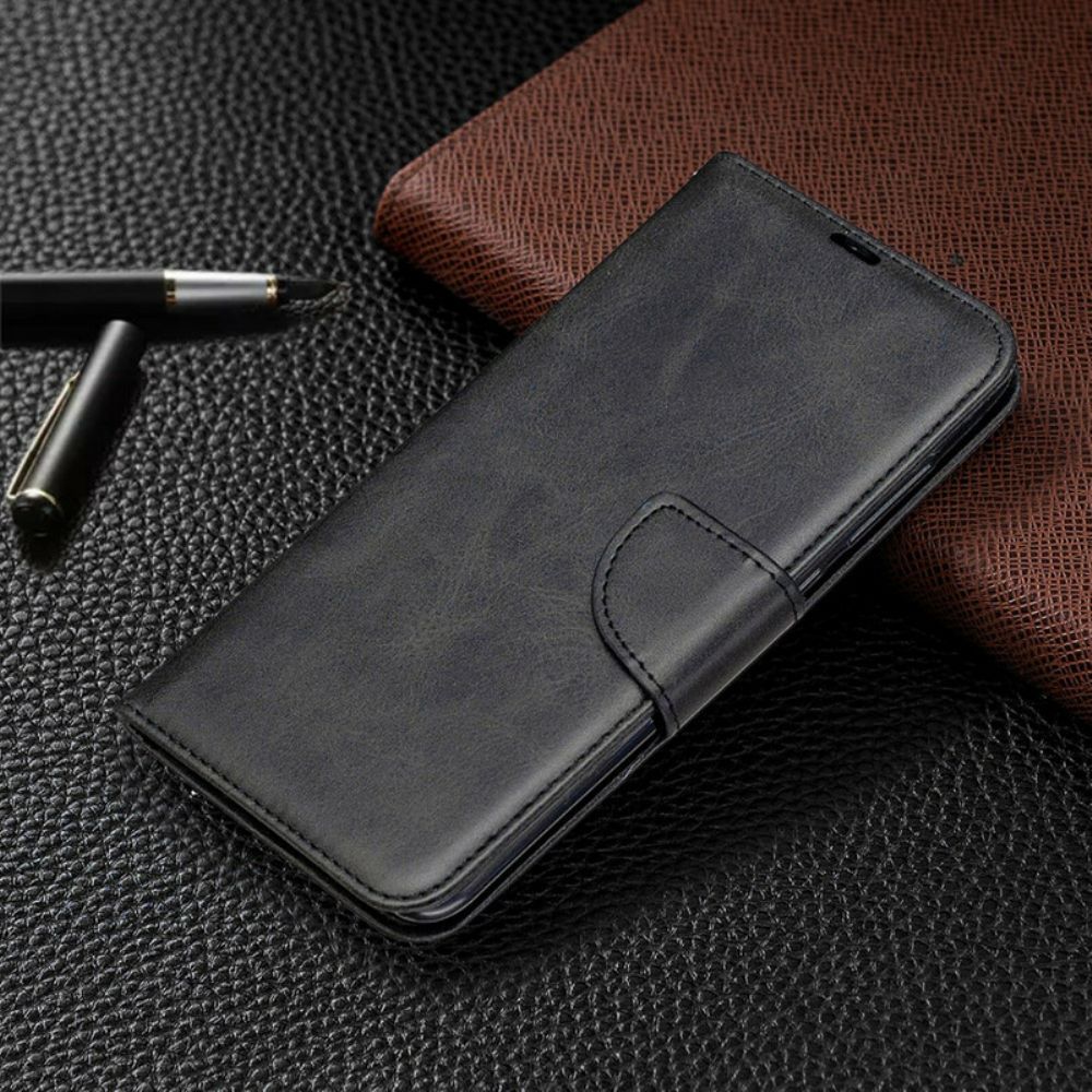 Lederhüllen Für Xiaomi Redmi Note 9 Flip Case Glatte Schräge Klappe