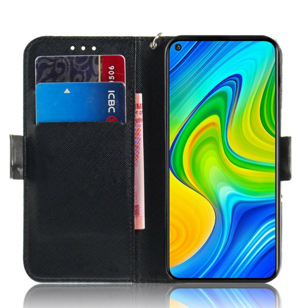 Lederhüllen Für Xiaomi Redmi Note 9 Mit Kordel Meisterhaftes Riemchen-mandala