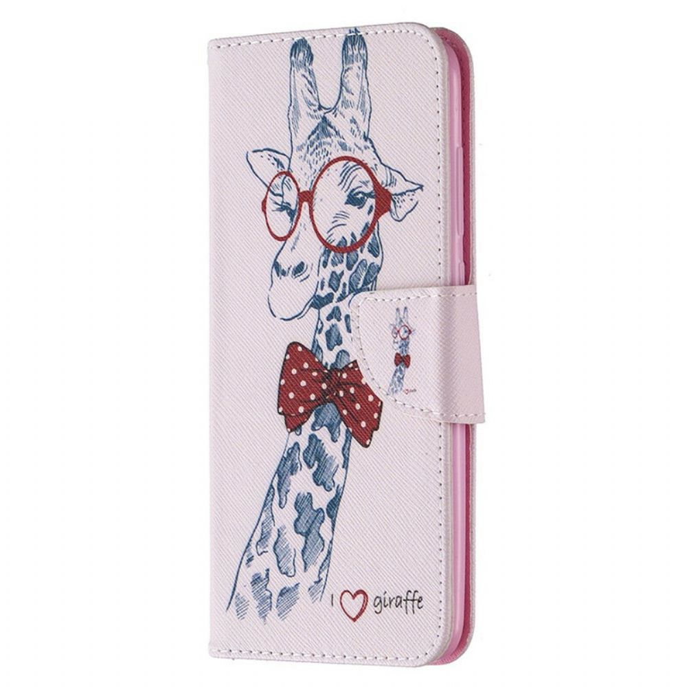 Lederhüllen Für Xiaomi Redmi Note 9 Nerdige Giraffe