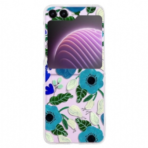 Hülle Samsung Galaxy Z Flip 5 Transparente Hübsche Blumen