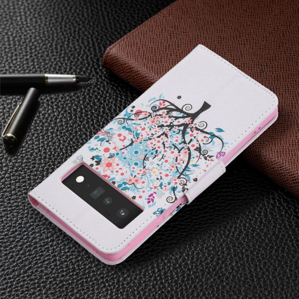 Flip Case Für Google Pixel 6 Pro Blumiger Baum