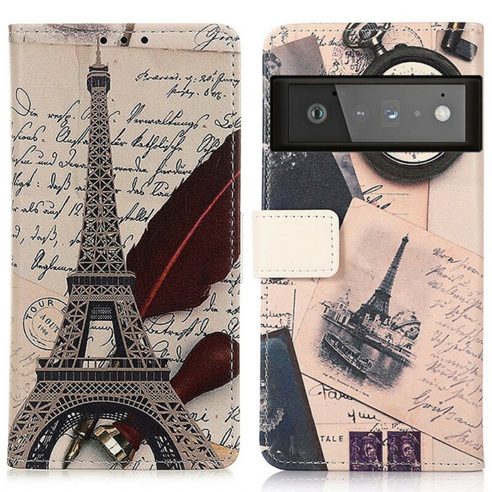 Flip Case Für Google Pixel 6 Pro Eiffelturm Des Dichters