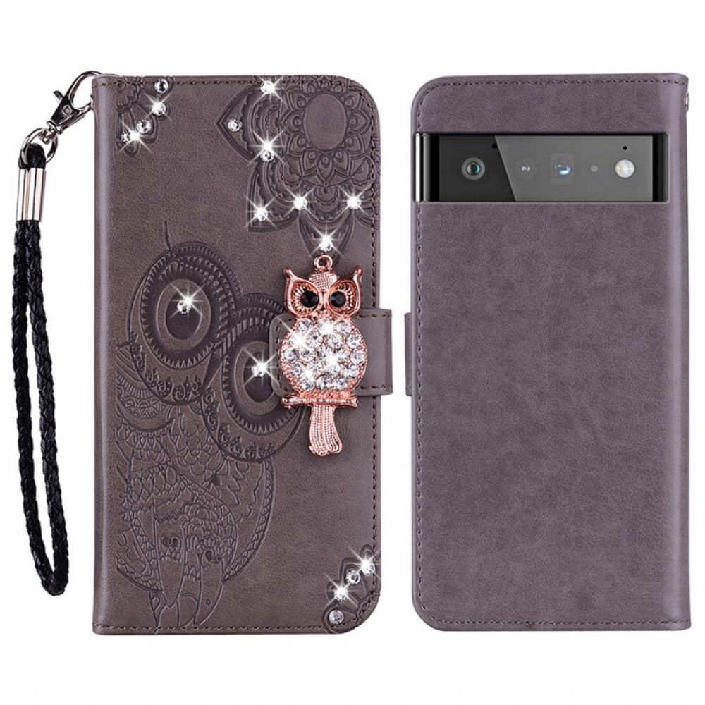 Flip Case Für Google Pixel 6 Pro Eulen-mandala Und Anhänger