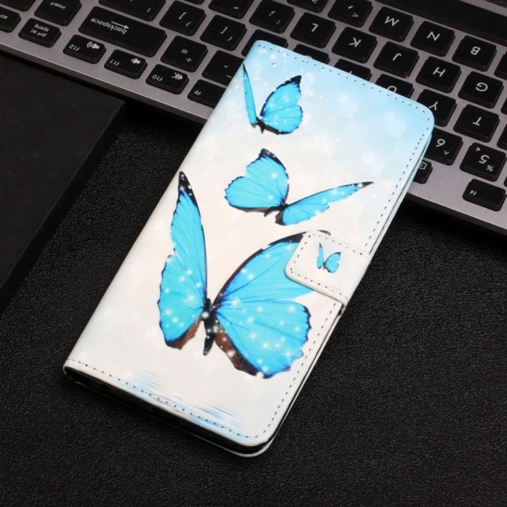 Flip Case Für Google Pixel 6 Pro Fliegende Blaue Schmetterlinge