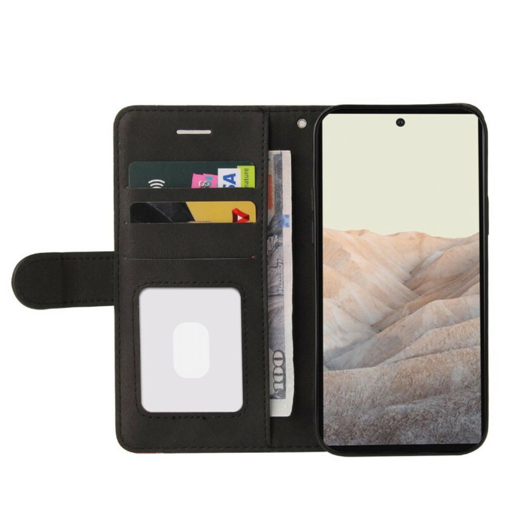 Flip Case Für Google Pixel 6 Pro Signatur Zweifarbiges Kunstleder