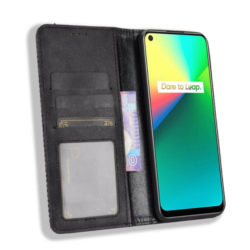 Schutzhülle Für Realme 7i Flip Case Stilisierter Vintage-ledereffekt