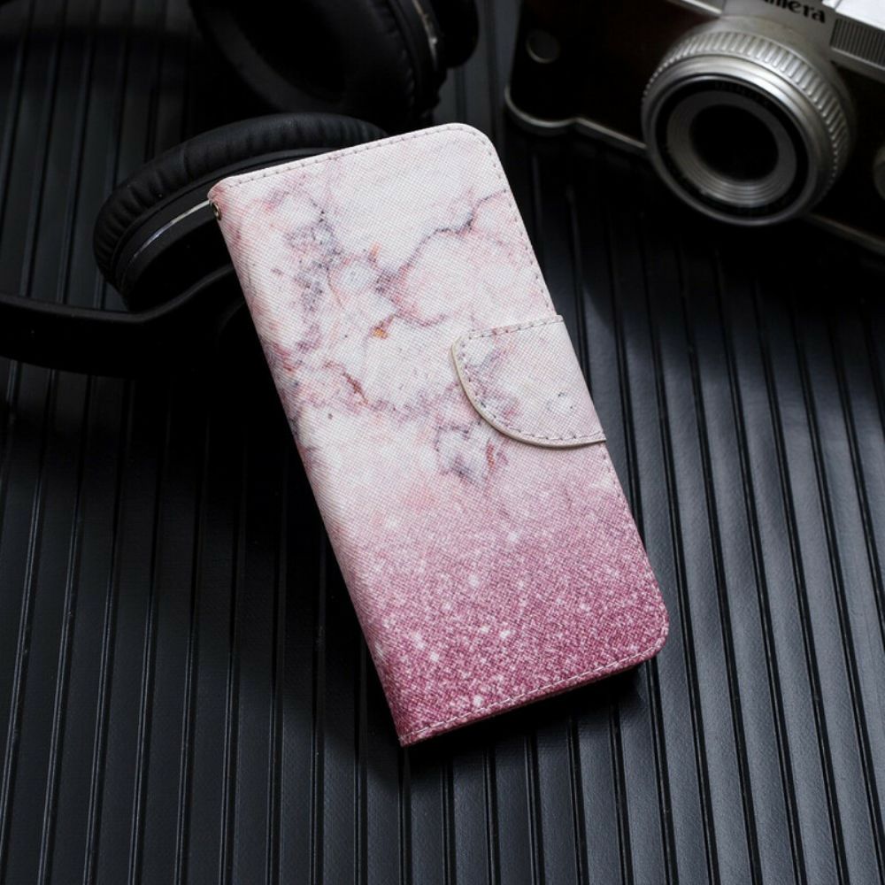 Flip Case Für Samsung Galaxy Note 20 Ultra Mit Kordel Rosa Marmor Mit Abnehmbarem Riemen