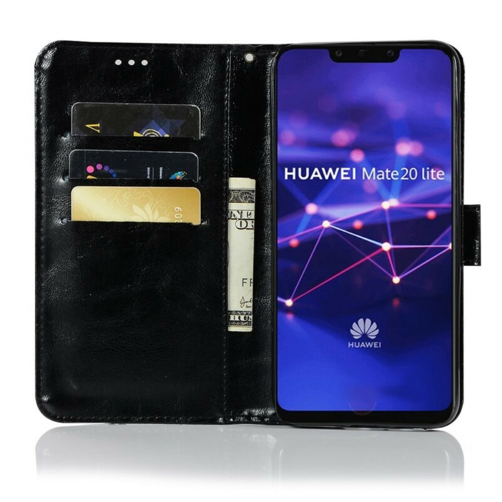 Flip Case Für Huawei Mate 20 Lite Mit Kordel Vintage Kunstlederarmband