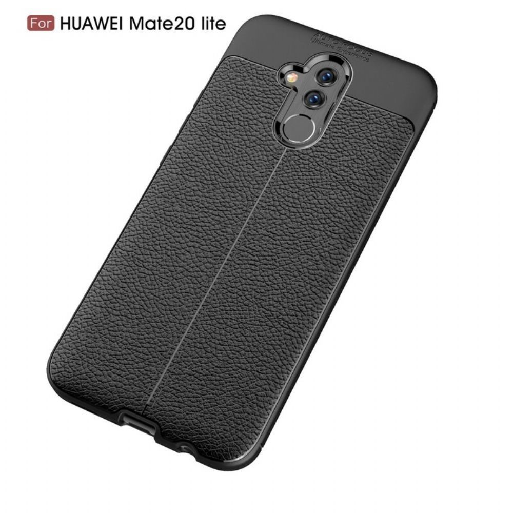 Hülle Für Huawei Mate 20 Lite Doppellinie Litchi-leder-effekt