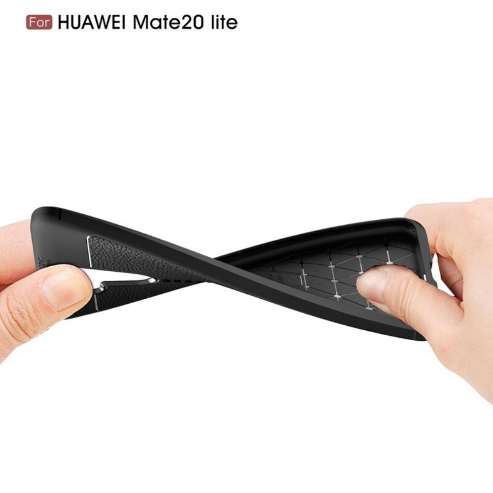 Hülle Für Huawei Mate 20 Lite Doppellinie Litchi-leder-effekt