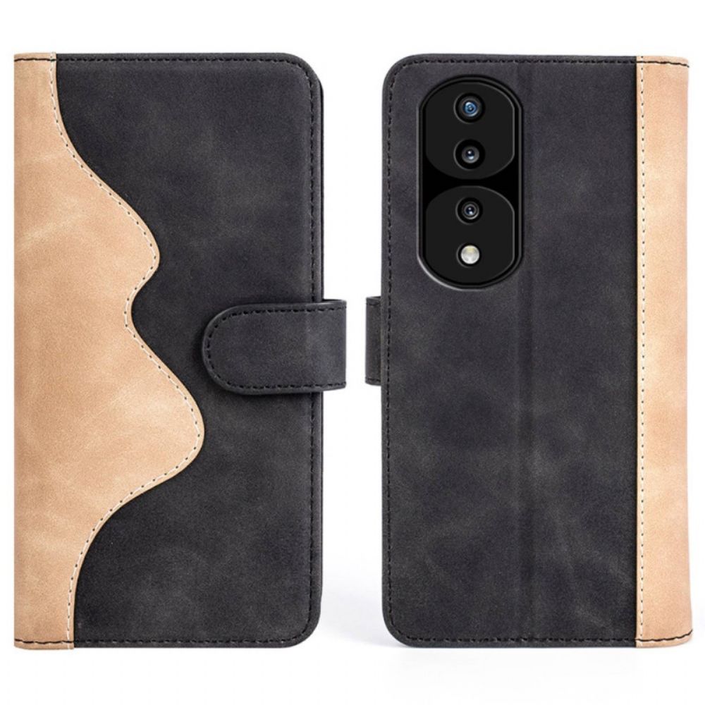 Flip Case Für Honor 70 Wellenleder-stil