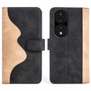 Flip Case Für Honor 70 Wellenleder-stil