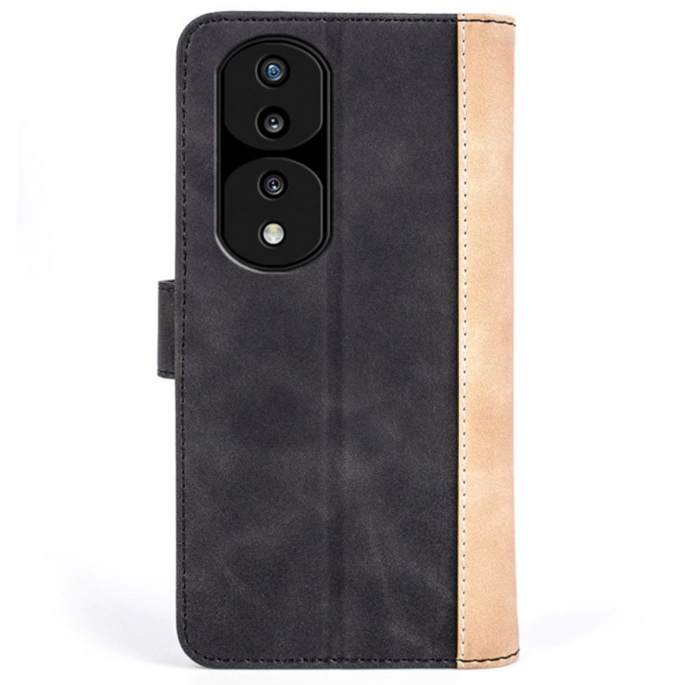 Flip Case Für Honor 70 Wellenleder-stil