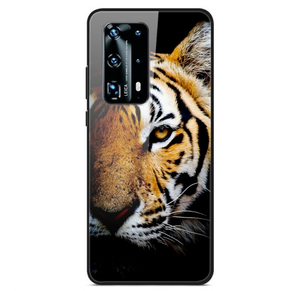 Handyhülle Für Huawei P40 Realistischer Tiger Aus Gehärtetem Glas