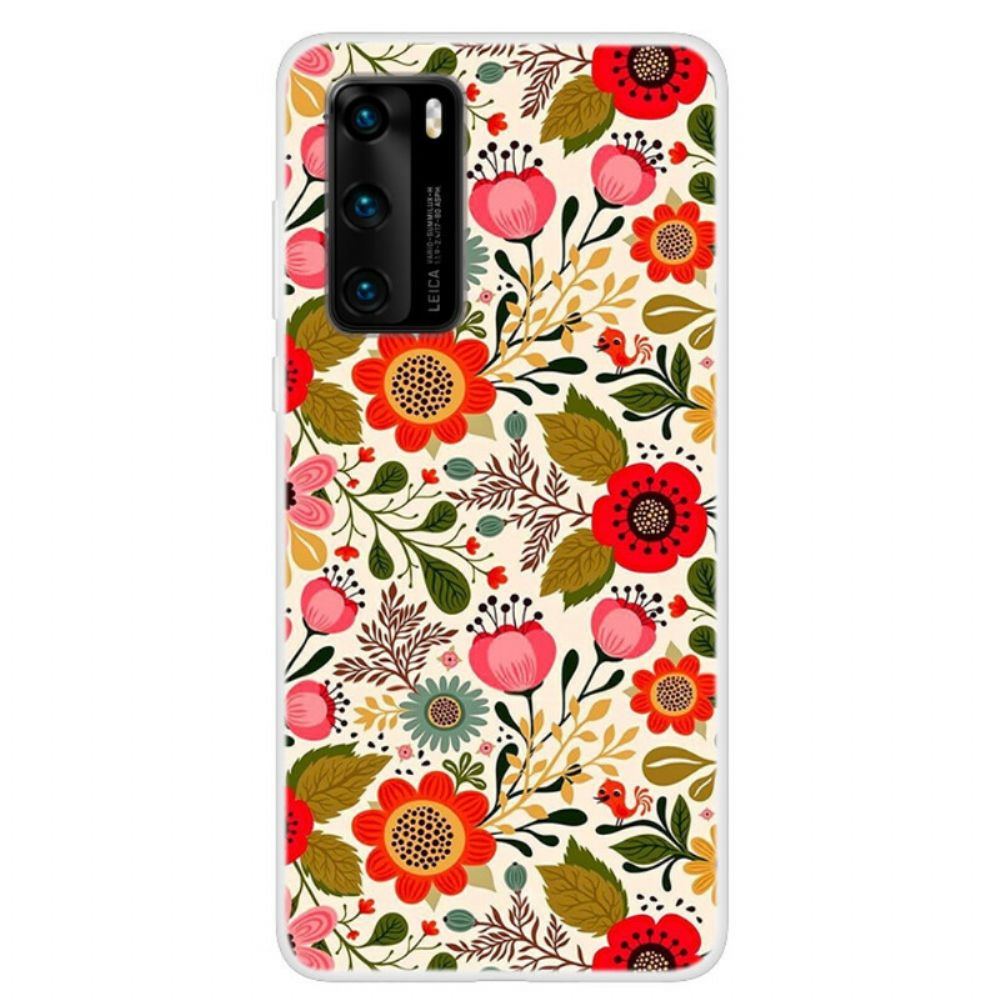 Hülle Für Huawei P40 Blumenteppich