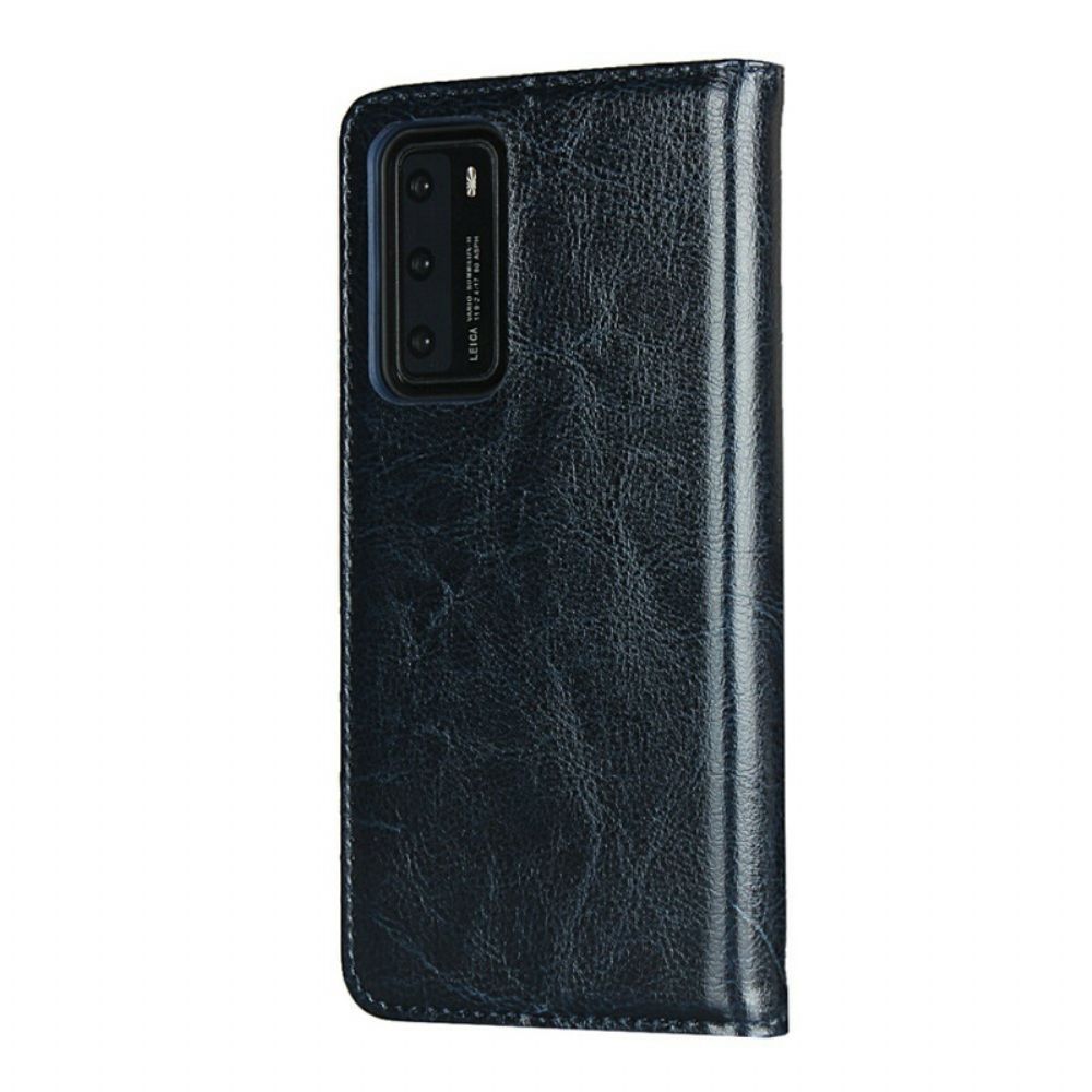 Schutzhülle Für Huawei P40 Flip Case Echtes Leder