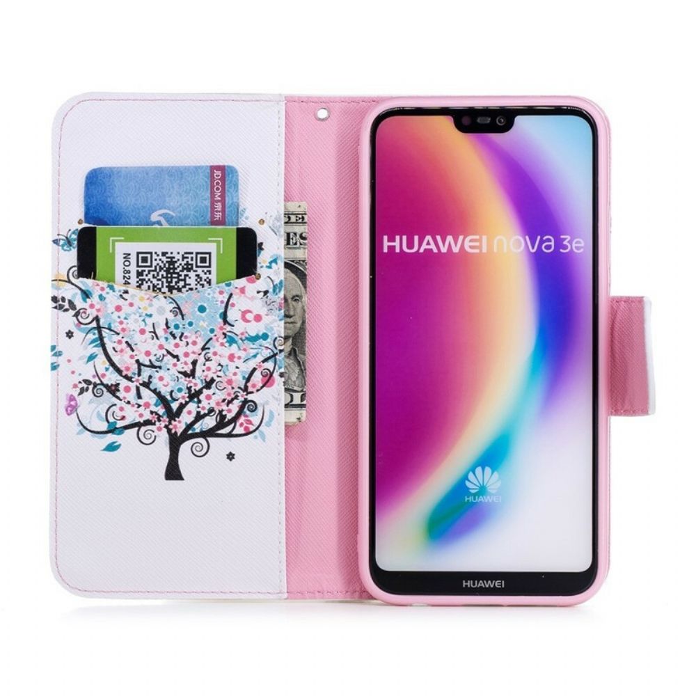 Flip Case Für Huawei P20 Lite Blumiger Baum