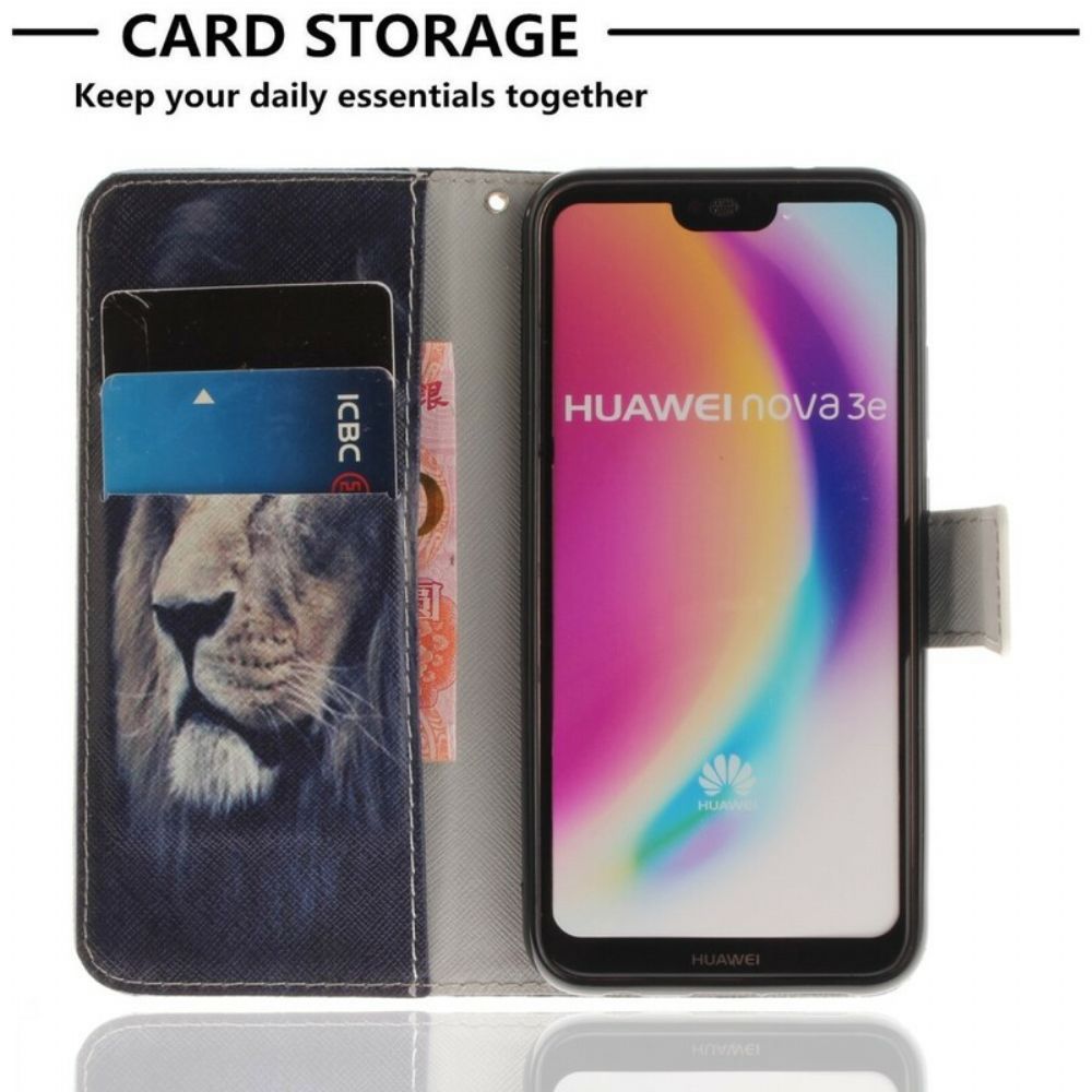 Flip Case Für Huawei P20 Lite Träumender Löwe