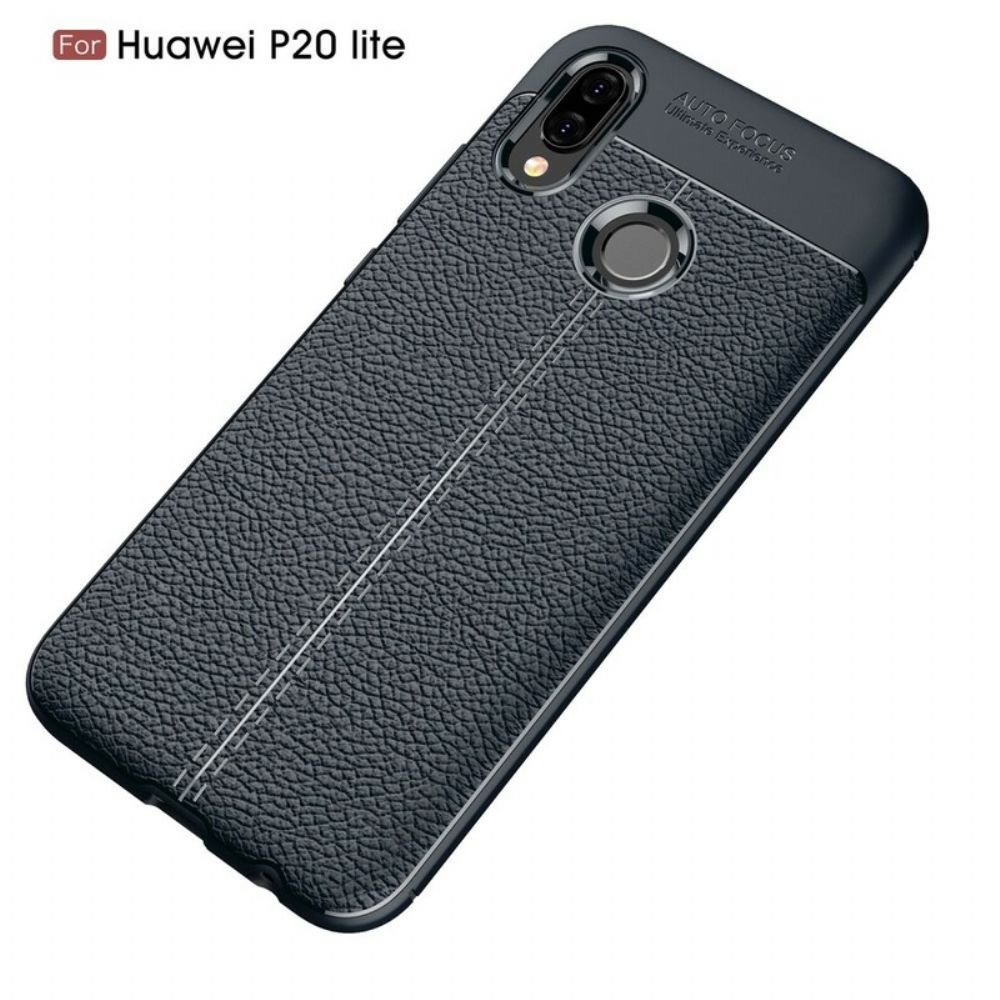 Handyhülle Für Huawei P20 Lite Doppellinie Litchi-leder-effekt